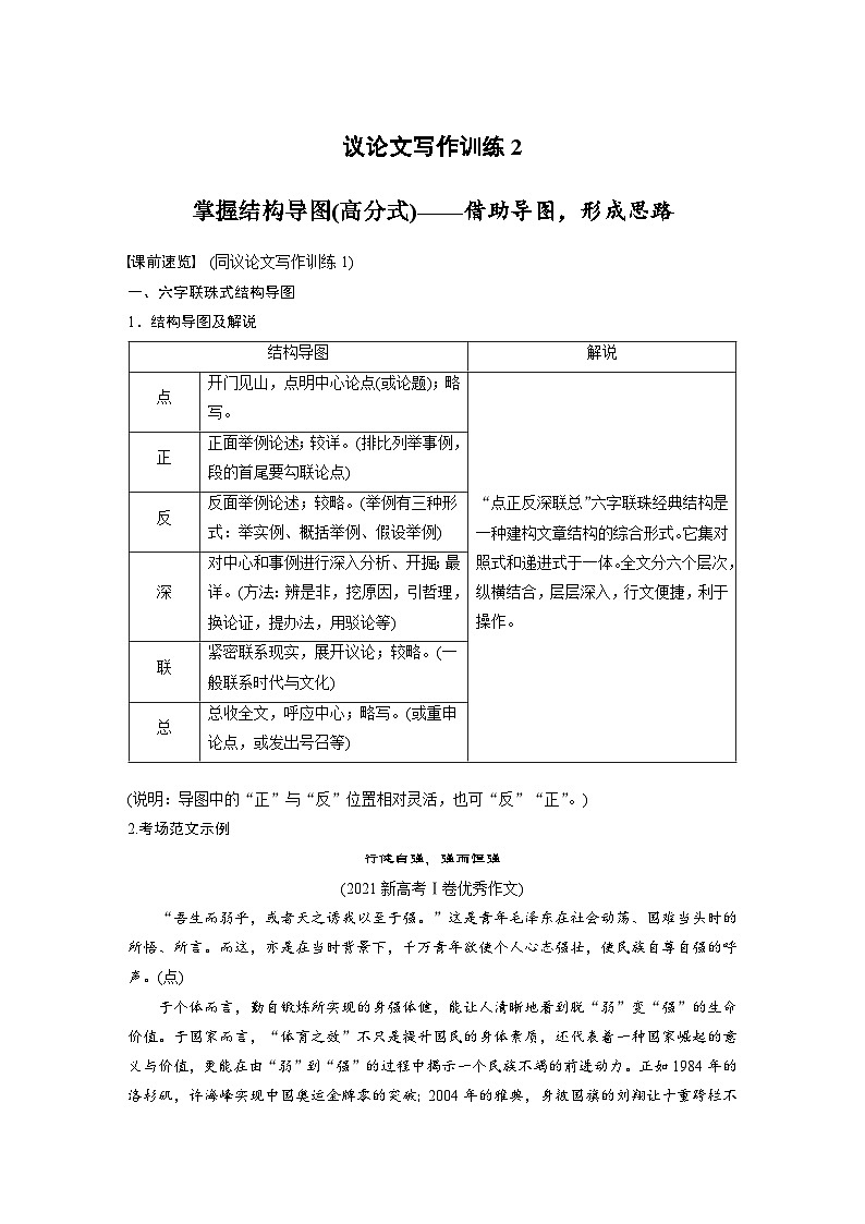新高考语文一轮复习学案写作突破议论文写作训练2掌握结构导图(高分式)——借助导图,形成思路第1页