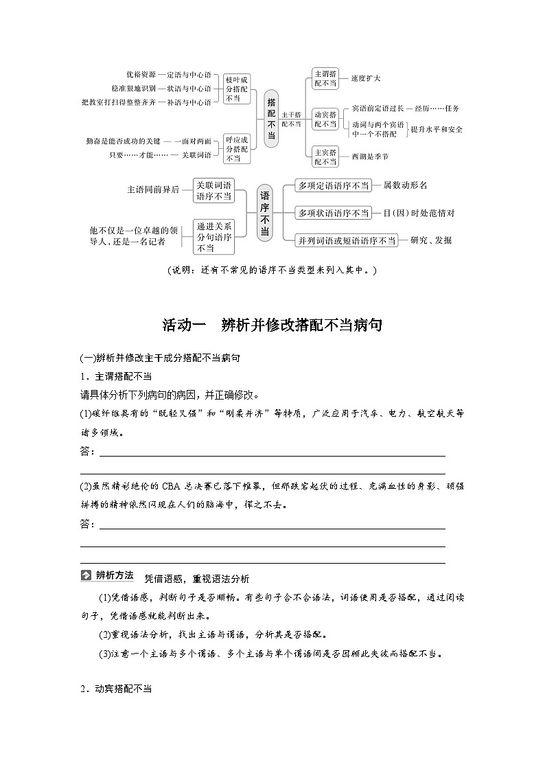 板块八 学案70 辨析并修改搭配不当和语序不当病句——找准病因,精准修改(学生版)第2页