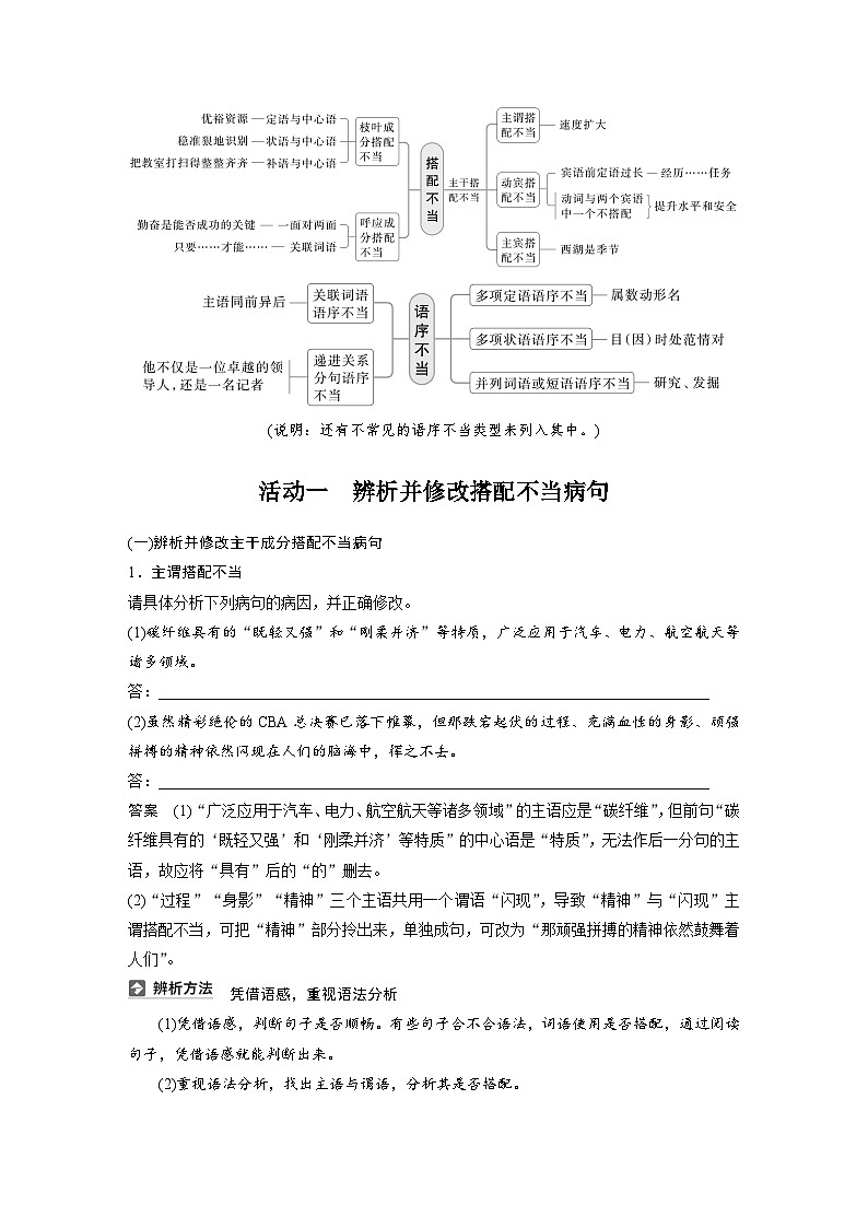 板块八 学案70 辨析并修改搭配不当和语序不当病句——找准病因,精准修改(教师版)第2页