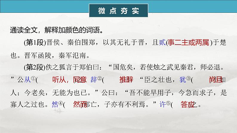 必修下册(二) 单篇梳理4 烛之武退秦师-2025年高考语文大一轮复习(课件+讲义+练习)06