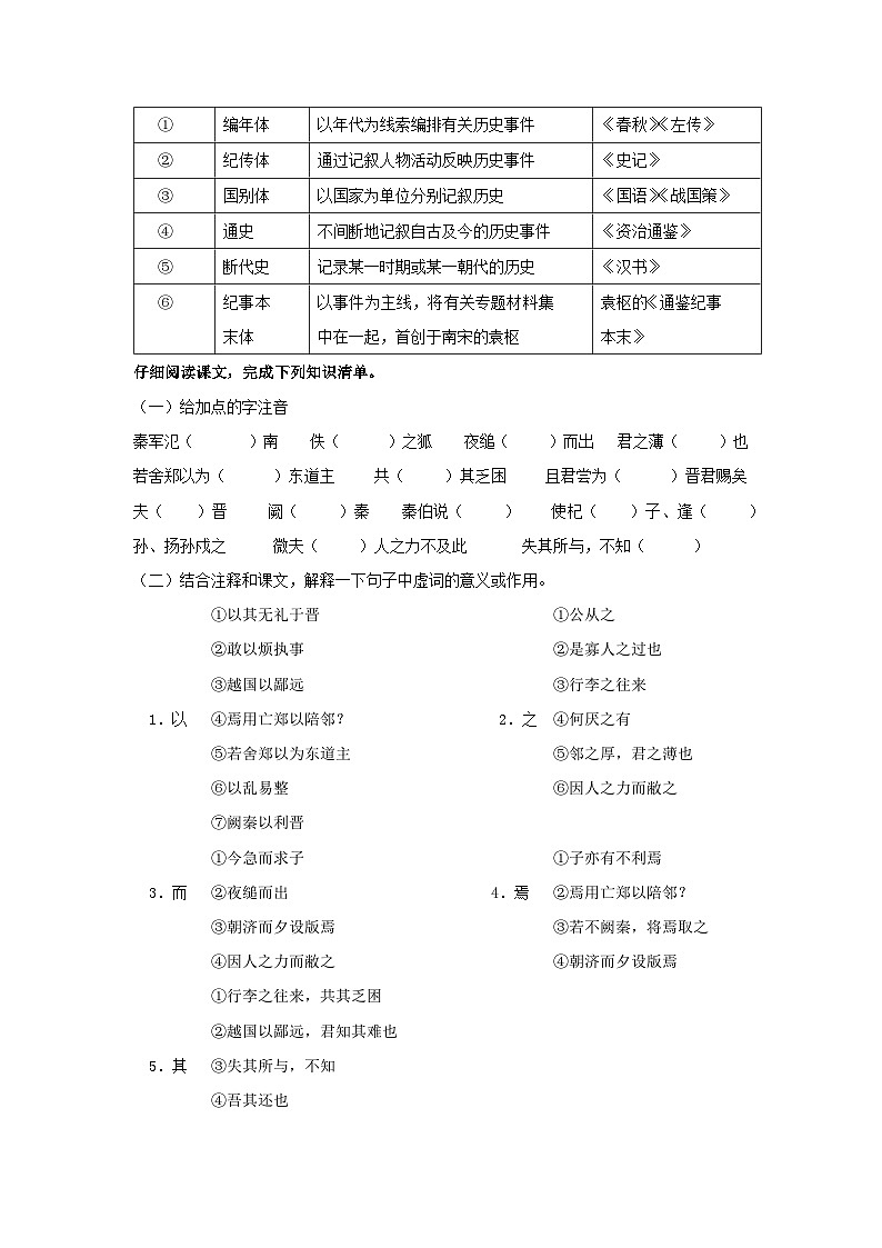学案:部编版高中语文必修下第一单元 第2课 烛之武退秦师(10)第2页