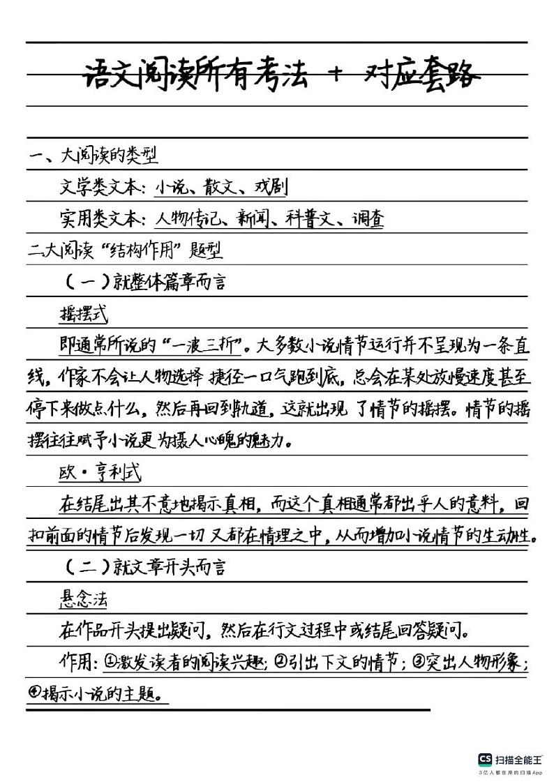 高中语文阅读答题思路(考法+套路)01