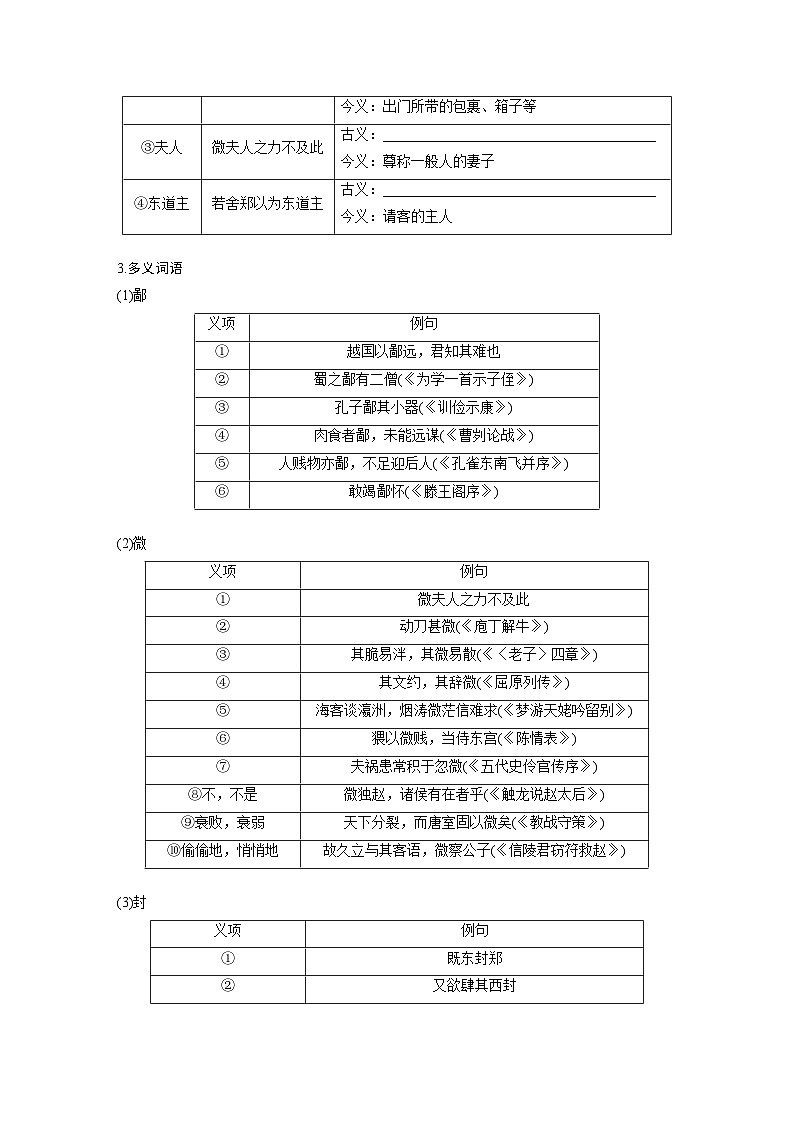 2025届高三语文之文言文复习 8:烛之武退秦师 学案第2页