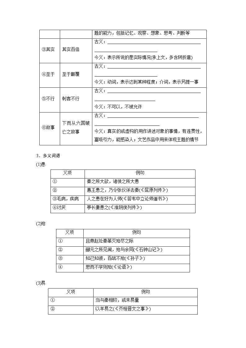 2025届高三语文之文言文复习15:《六国论》 学案第3页