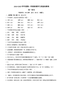 甘肃省武威市凉州区2024-2025学年高一上学期暑期学习质量检测(开学考)语文试卷(原卷版)