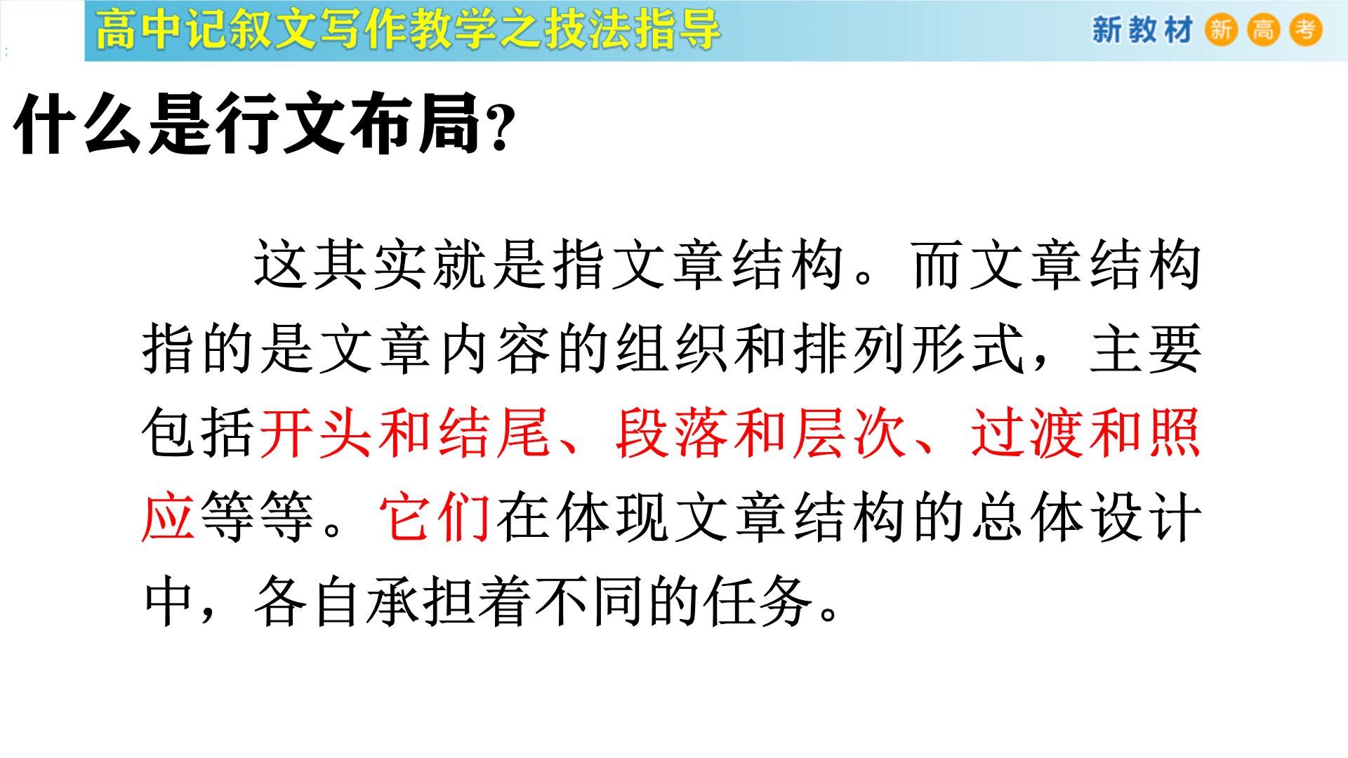 记叙文写作课堂05：《记叙文写作之行文布局》课件-2024-2025学年高一语文全学年记叙文写作教学序列课件