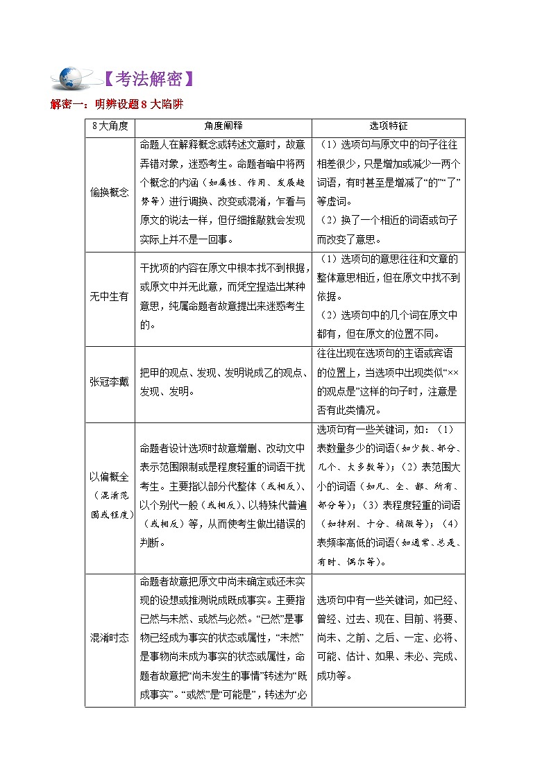 高考语文二轮复习讲义+分层训练(浙江专用)解密09论述类阅读(讲义)(原卷版+解析)第2页