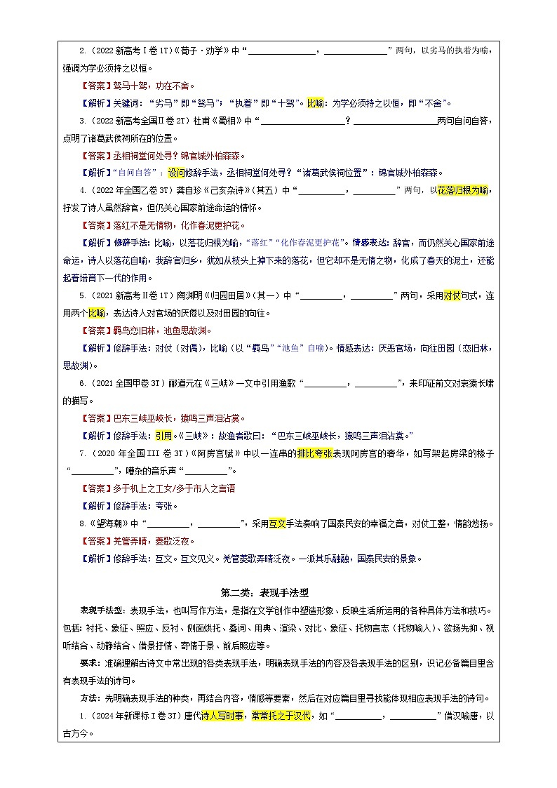 专题01 名篇名句理解性默写考点(教案)2025年新高考语文一轮复习考点满分宝典 学案第3页