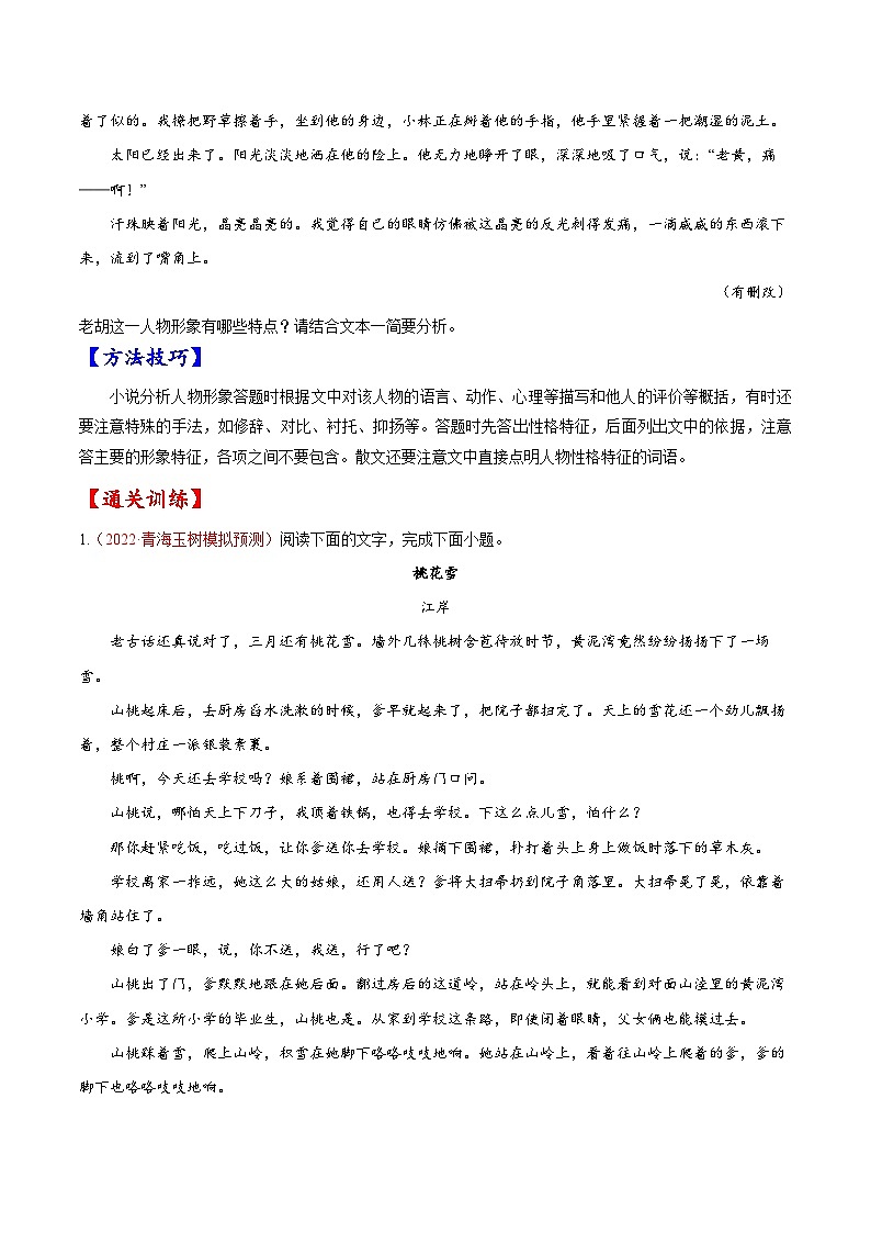 2023年高考语文一轮复习考点帮考点29文学类文本阅读之人物形象同步练习(原卷版+解析)第3页