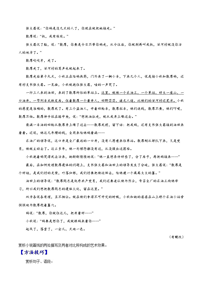 2023年高考语文一轮复习考点帮考点36文学类文本阅读之语言特色与艺术风格同步练习(原卷版+解析)03