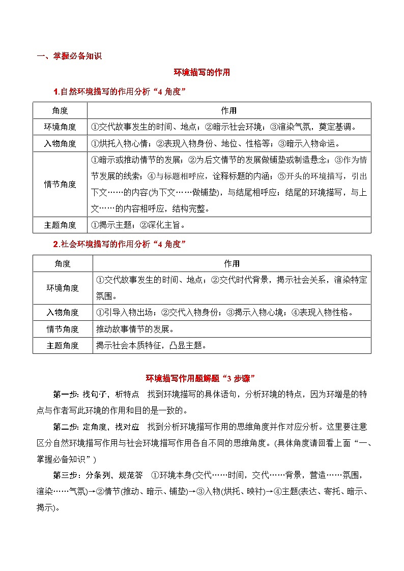 2025年高考语文复习知识清单第2章文学类文本阅读(一)小说专题03:赏析小说环境(学生版+解析)第3页