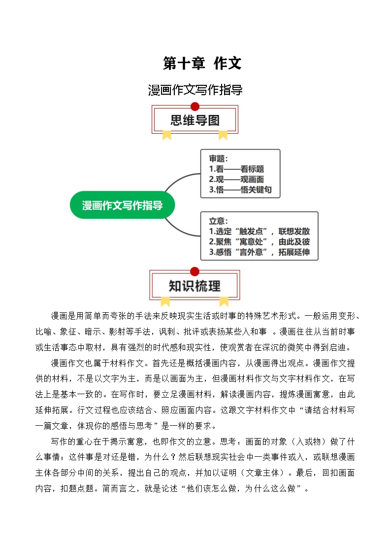 2025年高考语文复习知识清单第十章作文专题一1：漫画作文写作指导(学生版+解析)