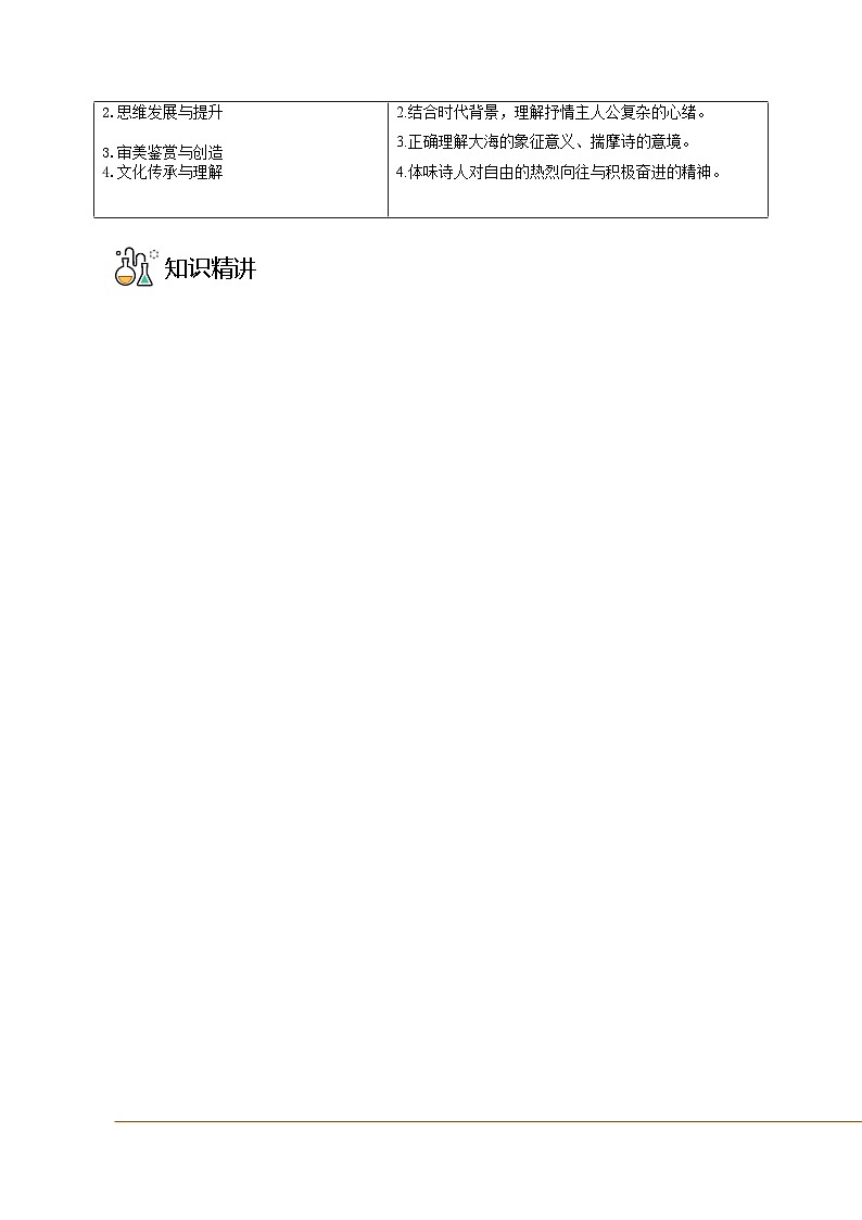 人教版高中语文选择性必修中册同步讲义第13节 致大海 (学生版)第2页