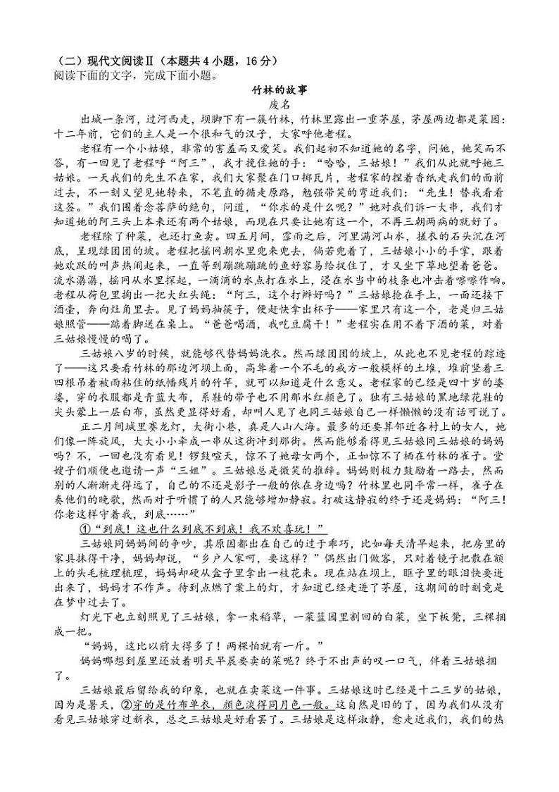 福建省莆田市涵江区莆田锦江中学2024~2025学年高三上学期11月期中考试语文试题(含解析)03