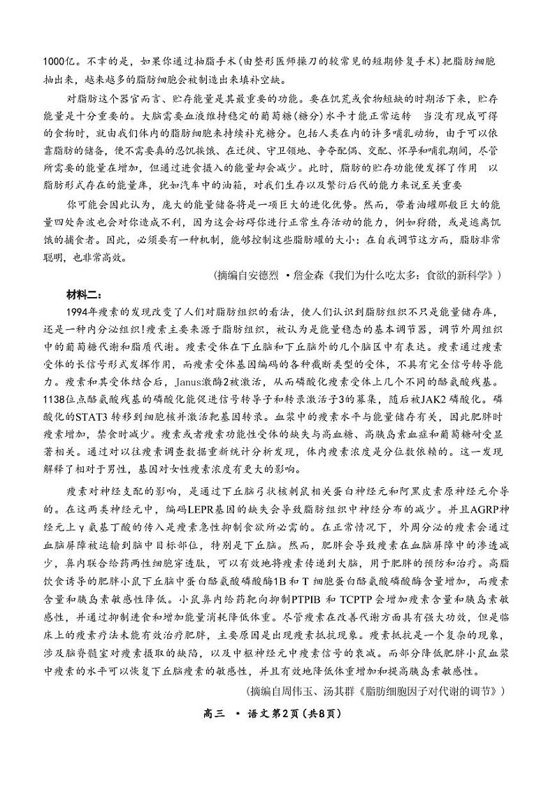 语文-江西省稳派上进联考2024-2025学年2025届高三上学期11月调研测试试题和答案02