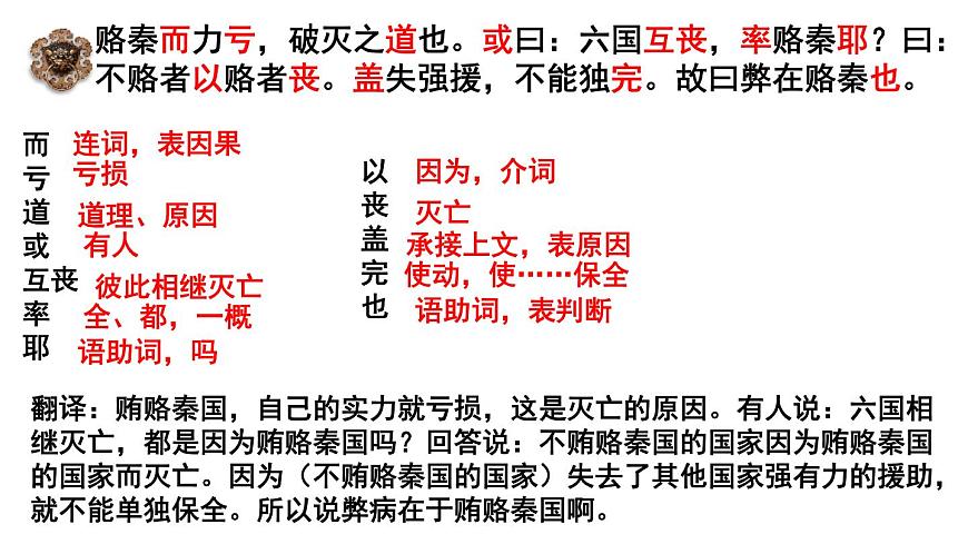 人教統(tǒng)編版必修下冊16.2六國論第一課時課件第8頁