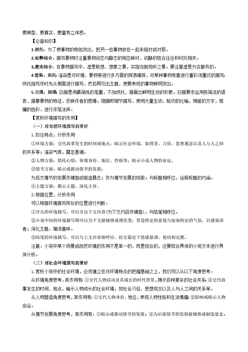 11 小说中”环境描写题“的应对策略-2025年高考语文一轮复习之核心考点解密学案第2页