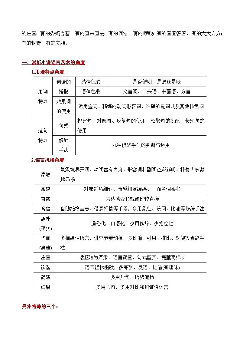 第4节 赏析语言艺术-【口袋书】2024年高考语文一轮复习知识清单(全国通用)(原卷版)第3页