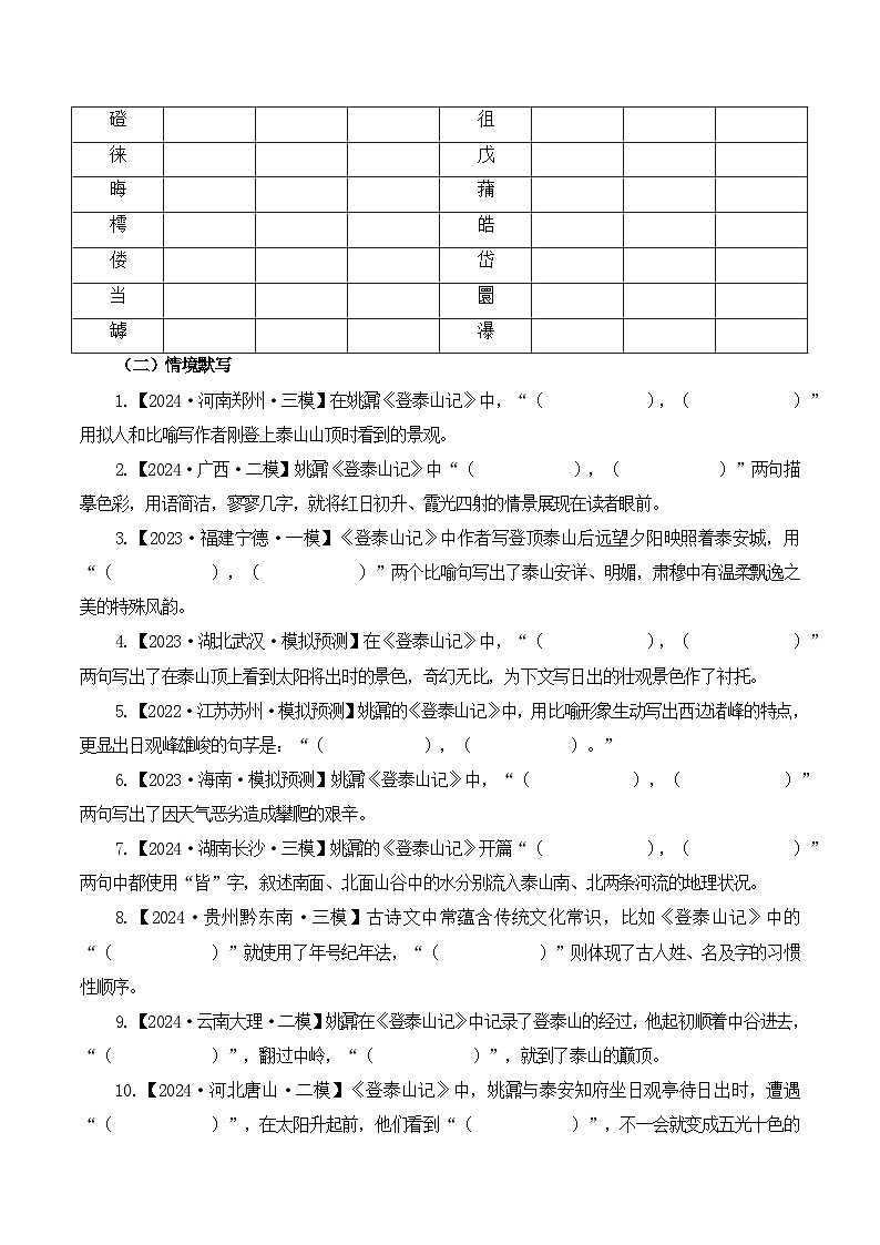 第20篇 《登泰山记》(教师版)2025年新高考语文60篇古诗文必背篇目默写+阅读拓展第2页