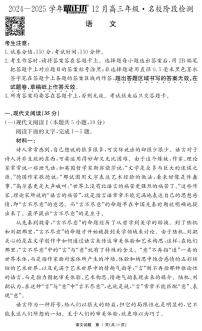 安徽省“耀正优”2024-2025学年高三上学期12月名校阶段检测语文试卷（PDF版附解析）