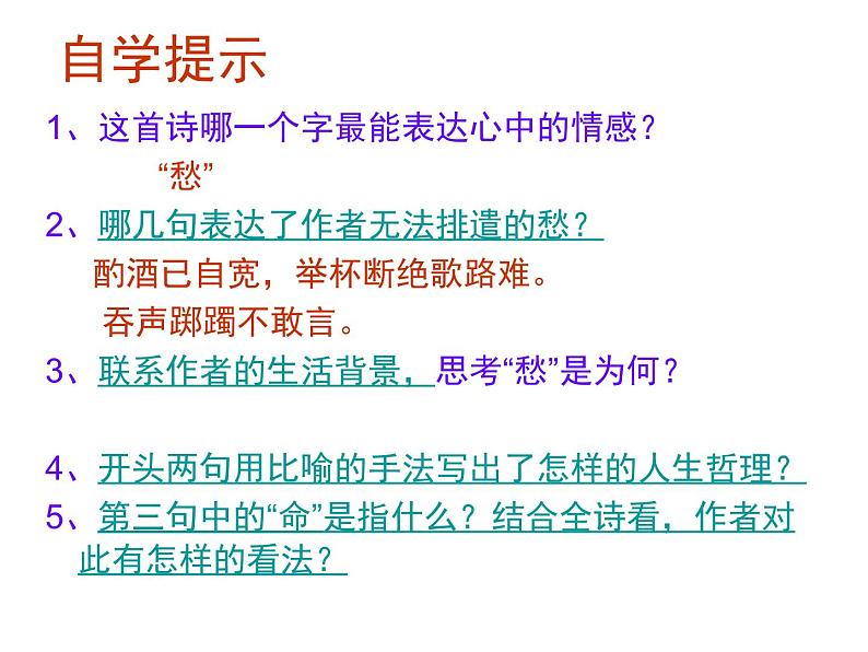 高中语文 人教版 (新课标) 选修《拟行路难(其四)》精品课件第7页