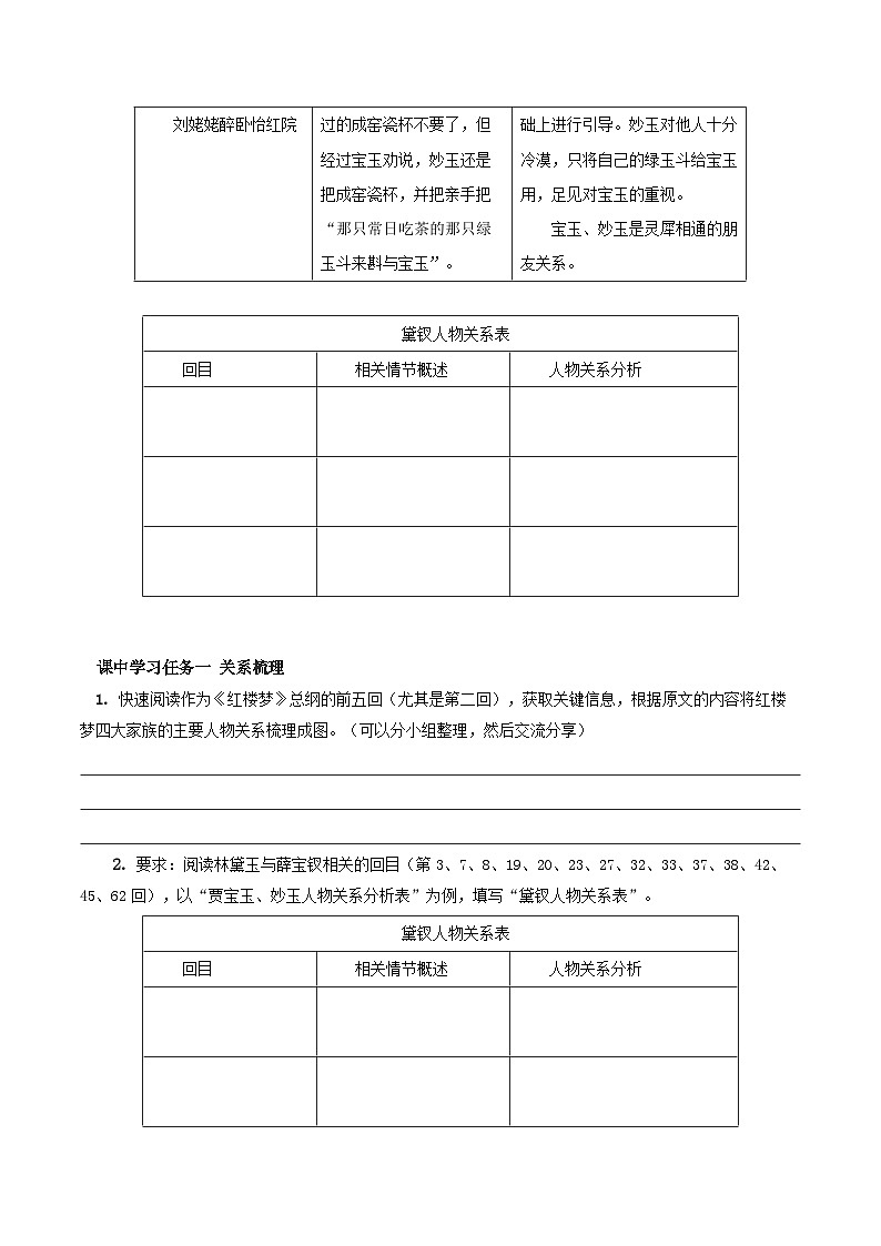 《红楼梦》第3课时:把握红楼梦中的人物关系(导学案)-高一语文同步备课系列(统编版 必修下册)第2页