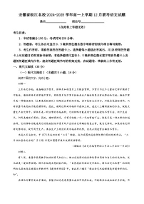 2025安徽省皖江名校高一上学期12月联考试题语文含答案