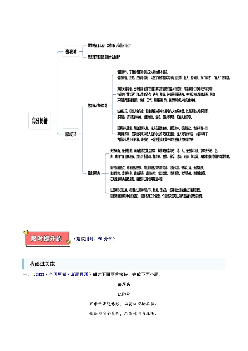 重难点17 诗歌形象类题型突破(古诗词鉴赏)-2025年高考语文 热点 重点 难点 专练(新高考通用)(原卷版)第2页