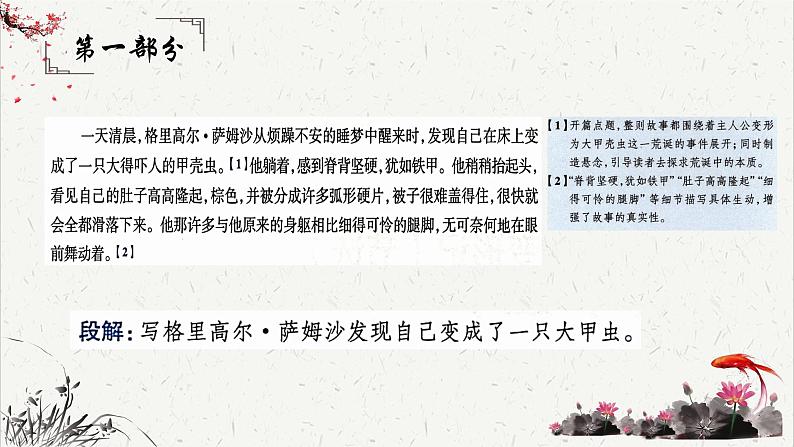 人教统编版高中语文必修 下册 6-14.2*《变形记(节选)》课文简析 课件第3页