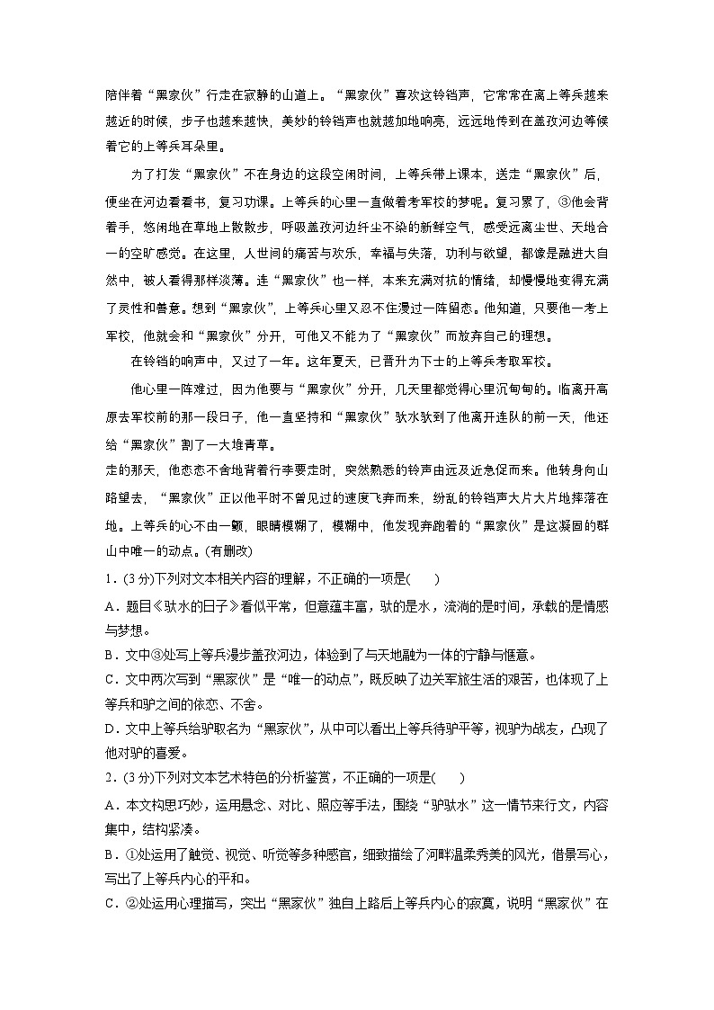 训练任务群三 对点练案13 解答文学类文本“评论—文本”互证题--2025语文步步高大二轮专题复习(练案)第3页