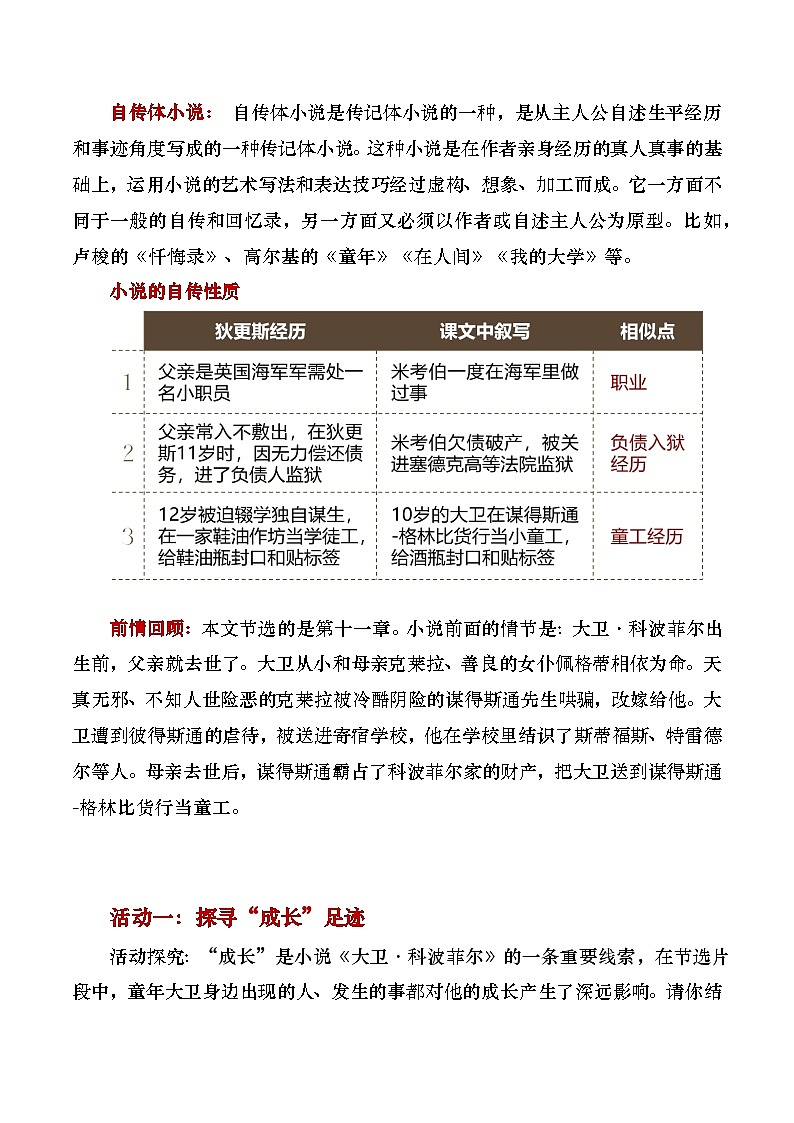 部编版2024高中语文选择性必修上册《大卫科波菲尔》教学设计第3页