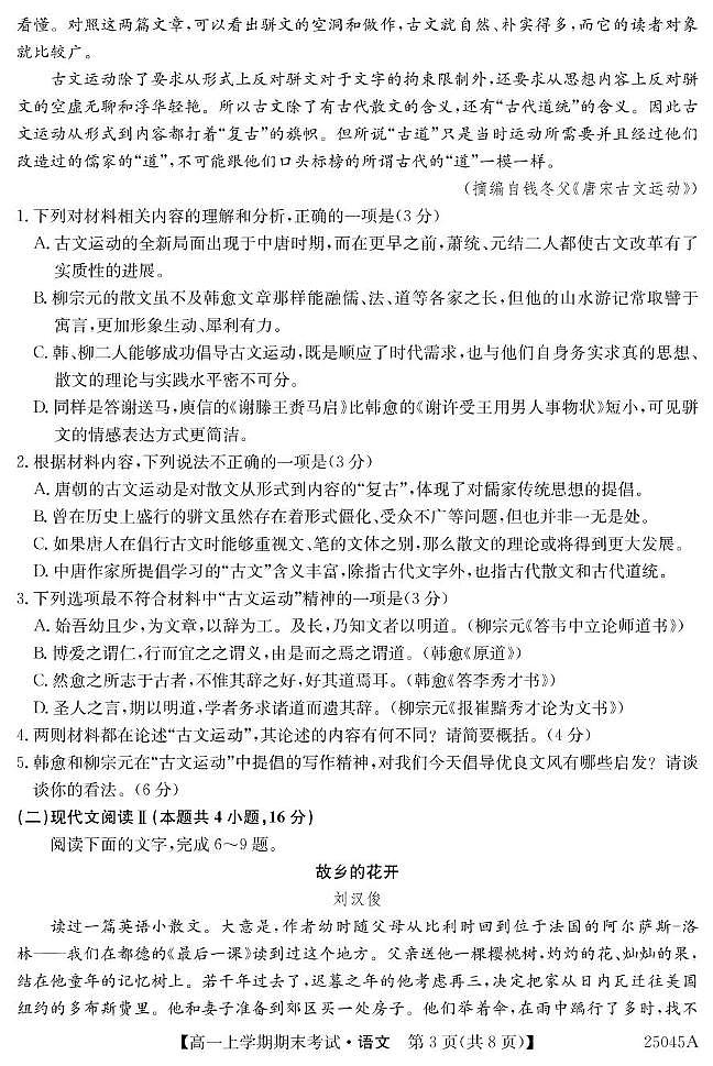 25045A深圳高一-语文第3页