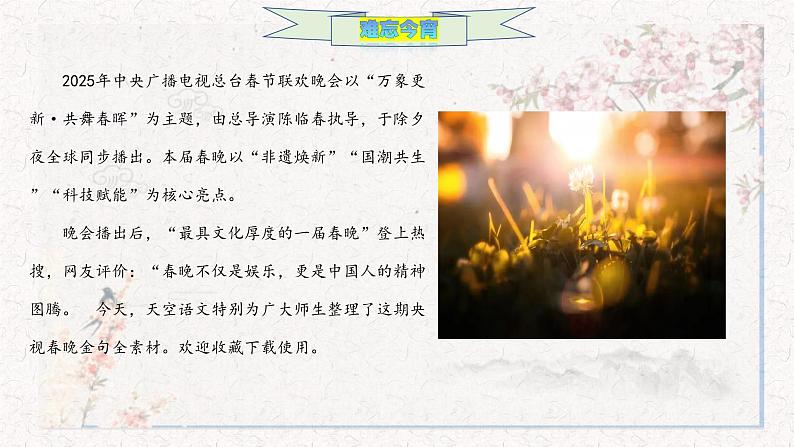 烟火人间,全息春晚-025年央视春节晚会作文全素材-备战2025年高考语文作文热点新闻素材积累解读课件第2页