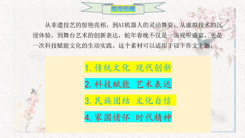 烟火人间,全息春晚-025年央视春节晚会作文全素材-备战2025年高考语文作文热点新闻素材积累解读课件第7页
