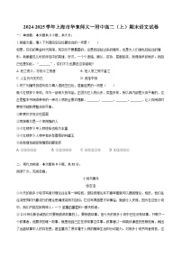 上海市华东师范大学第一附属中学2024-2025学年高二上学期期末语文试卷