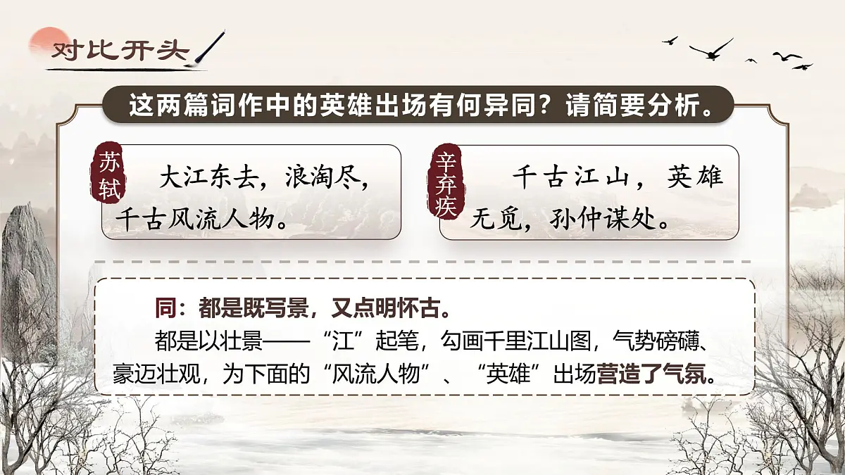 部编版2025高中语文必修上册《念奴娇赤壁怀古》《永遇乐京口北固亭怀古》群文阅读 课件第8页