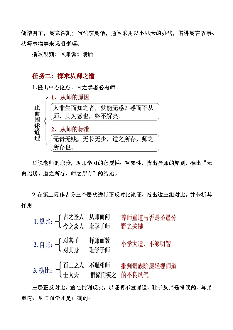 部编版2025高中语文必修上册《师说》教学设计第3页