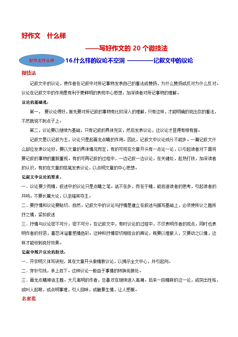 微技法16 什么样的议论不空洞（记叙文中的议论）-【好作文什么样】写好作文的20个微技法