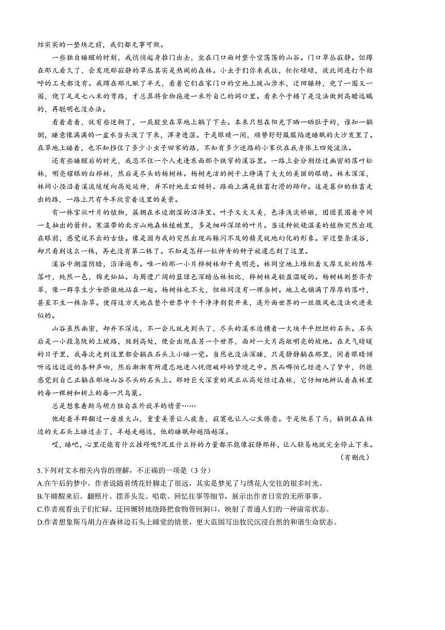 2024~2025学年广东省大湾区高一上期末考试语文试卷(含答案)第3页