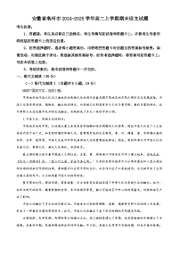 安徽省亳州市2024-2025学年高二上学期期末考试语文试卷（Word版附解析）