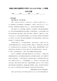 安徽省芜湖市安徽师范大学附中2024-2025学年高二上学期期末语文试题