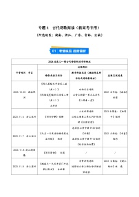 專題04 古代詩歌閱讀--【第01期 】2024年高考語文一模試題分類匯編（新高考通用） 湖南、浙江、廣東、吉林、云南