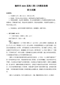 陕西省榆林市2025届高三第三次模拟检测 语文（含答案）