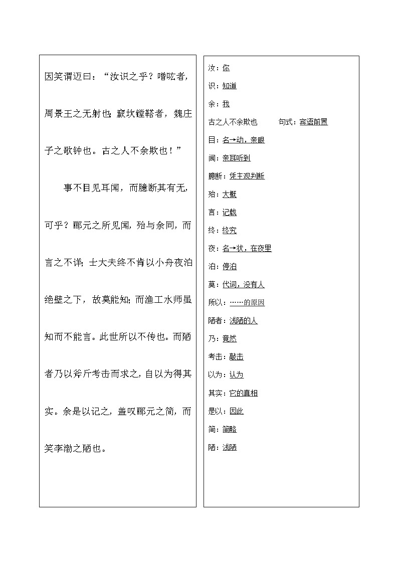 2025年高考語文選擇必修下冊背誦篇目之《石鐘山記》實詞句式默寫模擬課內(nèi)外訓練（教師版）第3頁