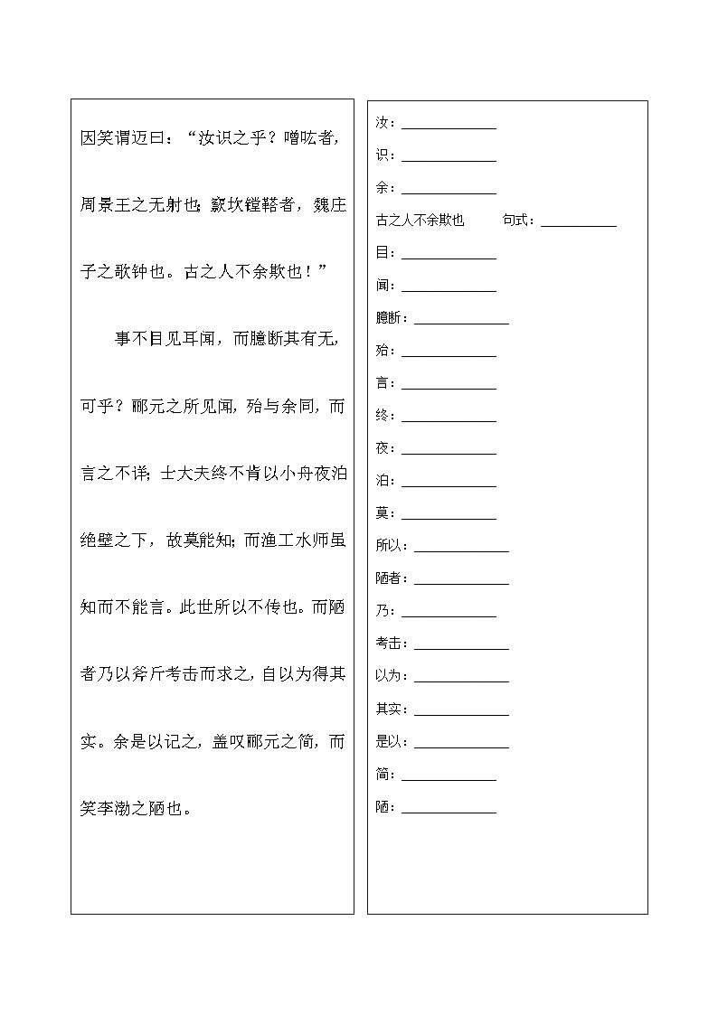 2025年高考語文選擇必修下冊背誦篇目之《石鐘山記》實詞句式默寫模擬課內(nèi)外訓練（學生版）第3頁