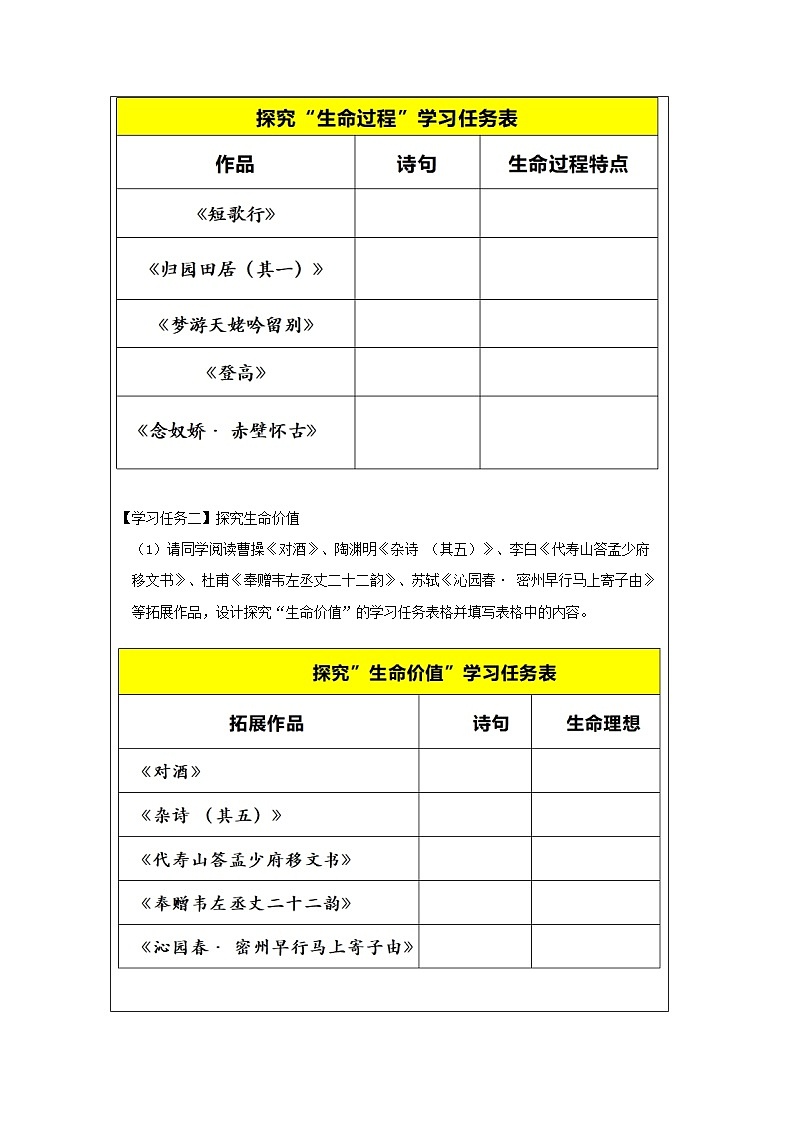 人教统编版高中语文必修 上册《第三单元学习任务》学习任务单(精品课)第2页