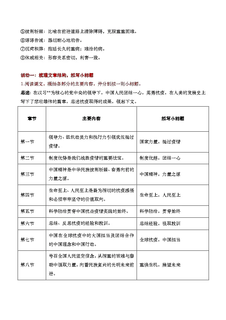 《在民族复兴的历史丰碑上——2020中国抗疫记》教学设计第3页