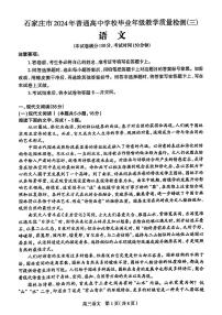 2024届石家庄市高三教学质量检测（三）-语文试卷（含答案）