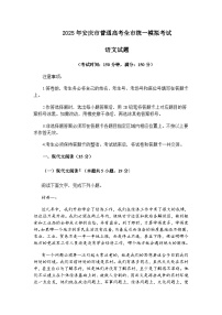 安徽省安庆市2025届高三二模语文试题（含答案）