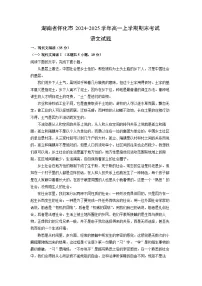 湖南省怀化市2024-2025学年高一上学期期末考试语文试卷（解析版）